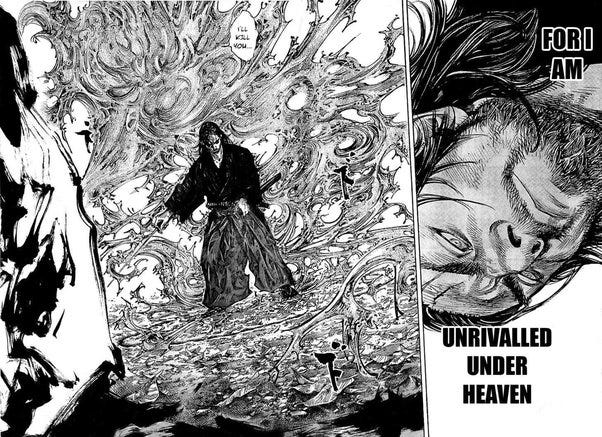Reading Vagabond there was this constant idea about fighting a fight not  because one is stronger or to prove one's strength but because of a higher  reason. What kind of reason would