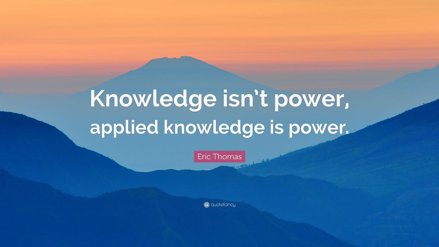 Eric Thomas Quote: “Knowledge isn’t power, applied knowledge is power.”