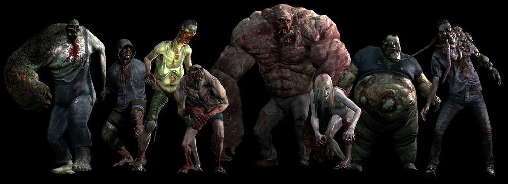 A lineup of all of the special infected in the L4D series