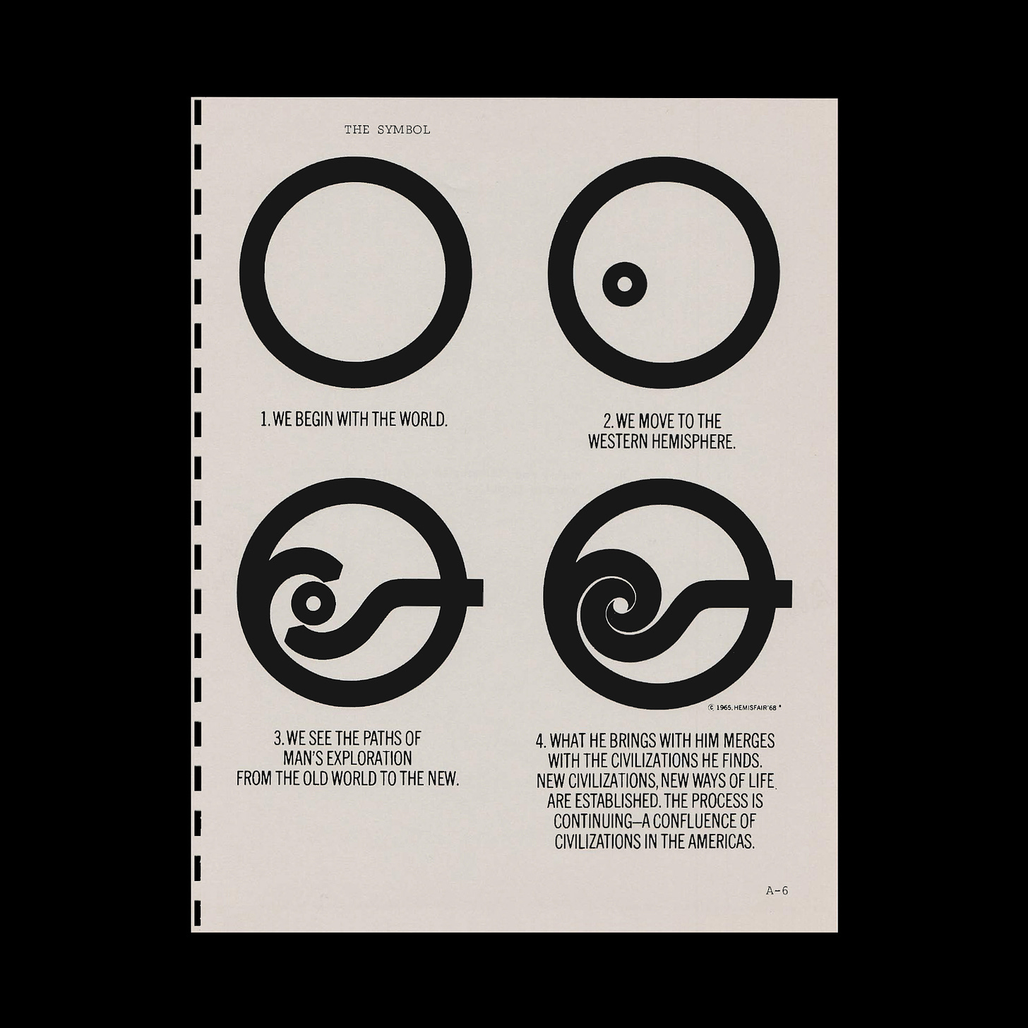 Participant's manual, Logo design, Richard Wilson logo 1965, HemisFair '68, LogoArchive, Logo Histories