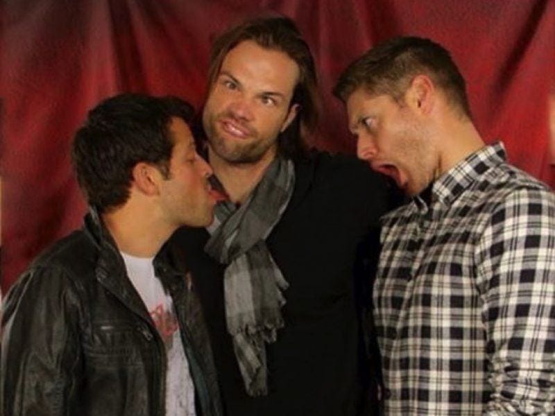 misha collins with jensen ackles jared padalecki