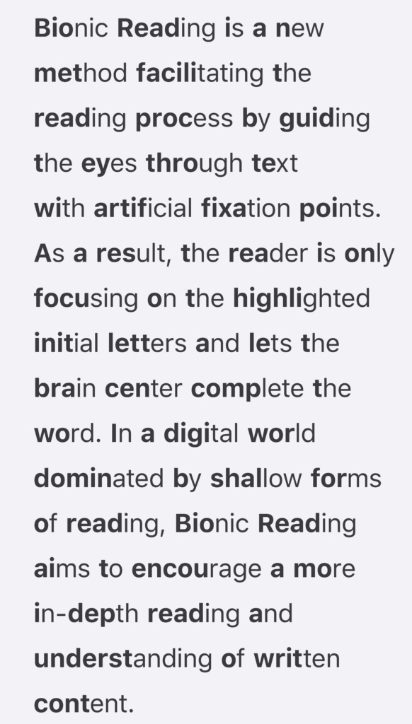 bionic reading example