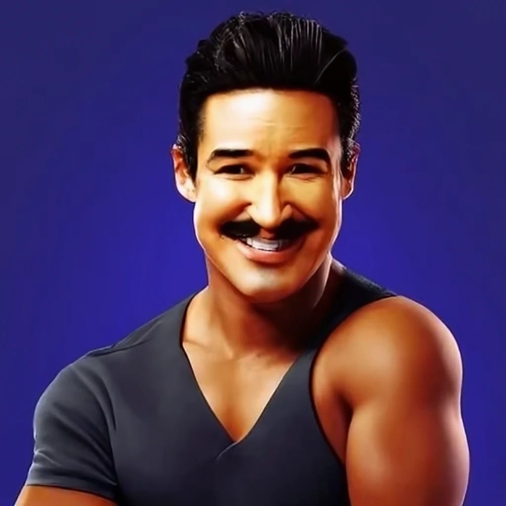 A.C. Slater Mario Lopez with a mustache