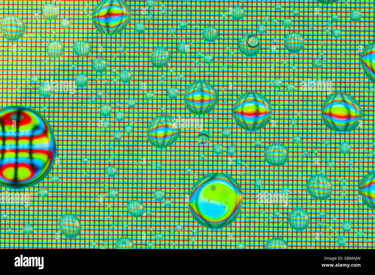 Close up of water droplets on a computer screen. Can be useful in  backgrounds Stock Photo - Alamy