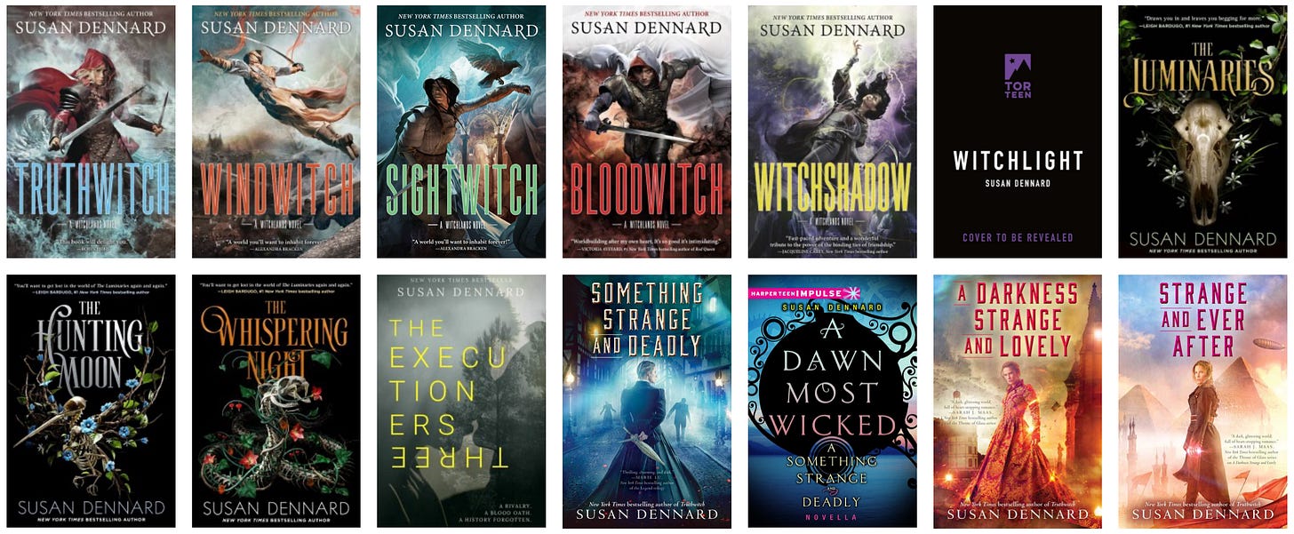 All of Susan's book covers in two rows