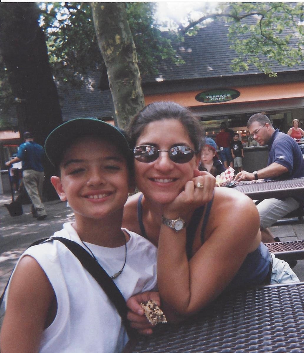 mother and son on field trip