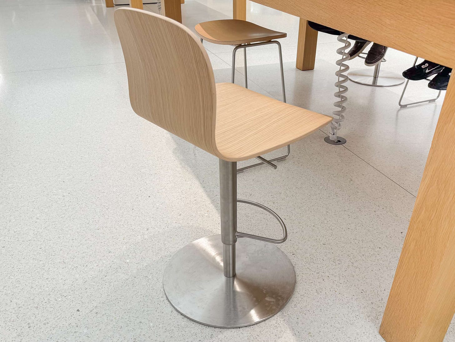 A new stool that accommodates Apple Vision Pro demos.