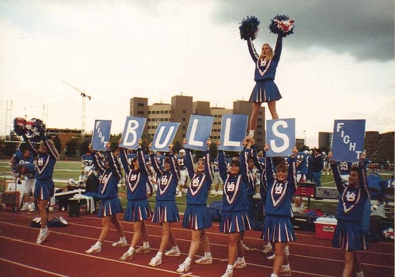 File:UB Bulls Football Cheerleaders at UB, October 1991.jpg