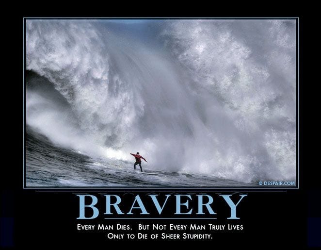 Bravery | Demotivational posters, Have a laugh, Really funny