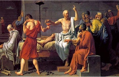 The famous painting "The Death of Socrates" by Jacques-Lois David