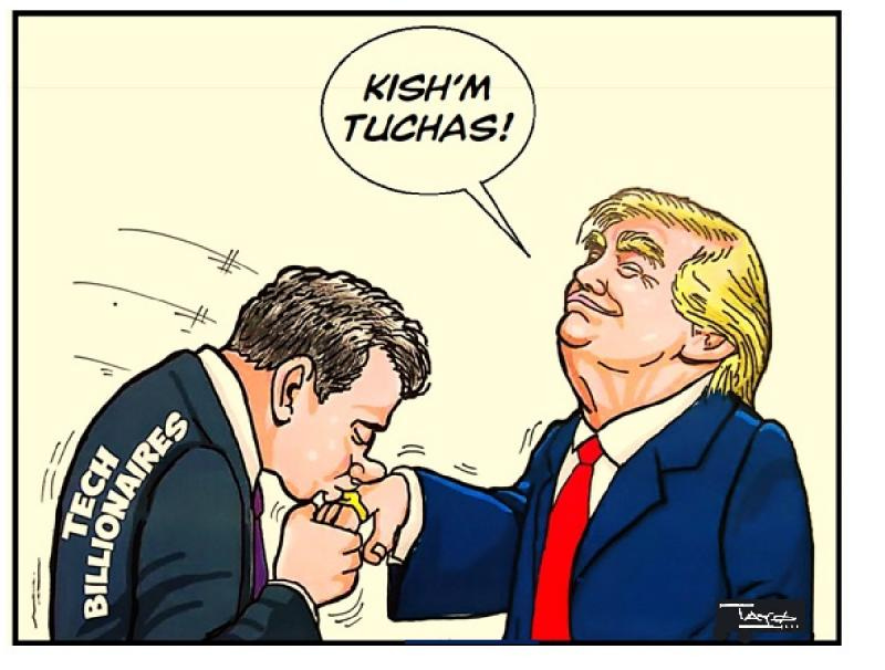 Billionaires kissing Trump's ring | Cartoon Movement