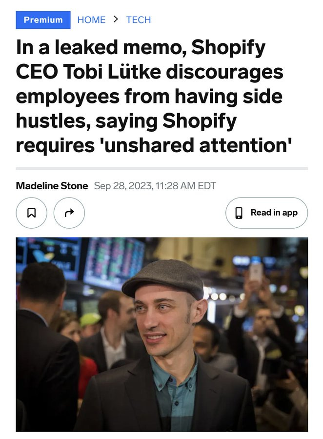 Article about Shopify's latest leaked memo