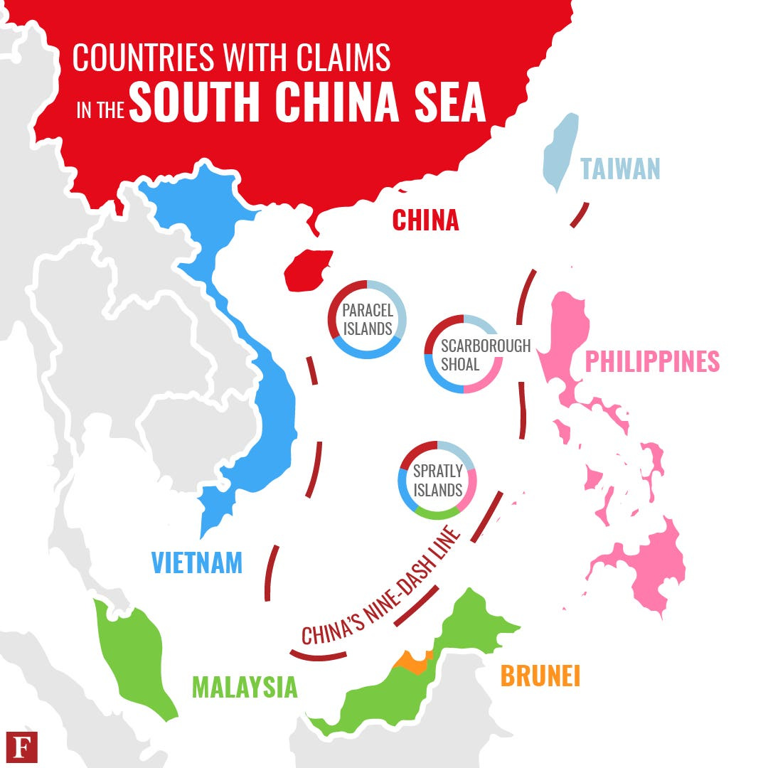 Data via the Asia Maritime Transparency Initiative; Design by Aliza Grant, Forbes Staff