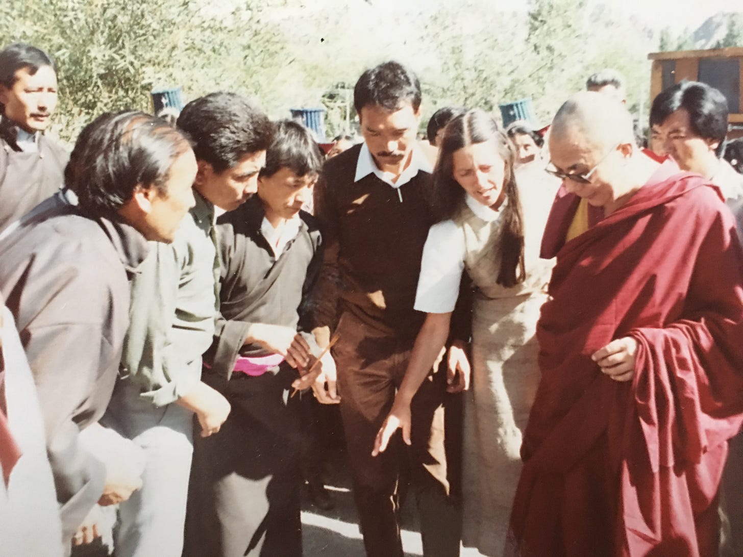 Young Helena with the Dalai Lama, Ladakh 1985