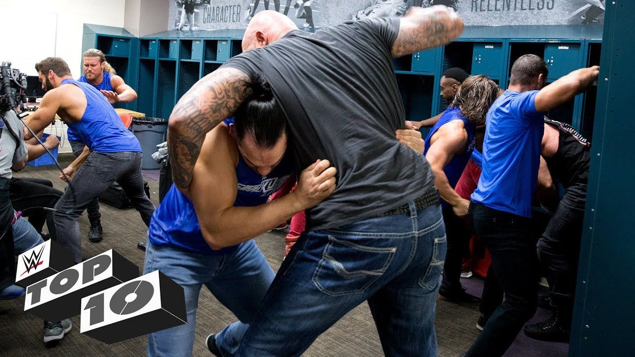 Wildest locker room brawls: WWE Top 10, March 19, 2018 - YouTube