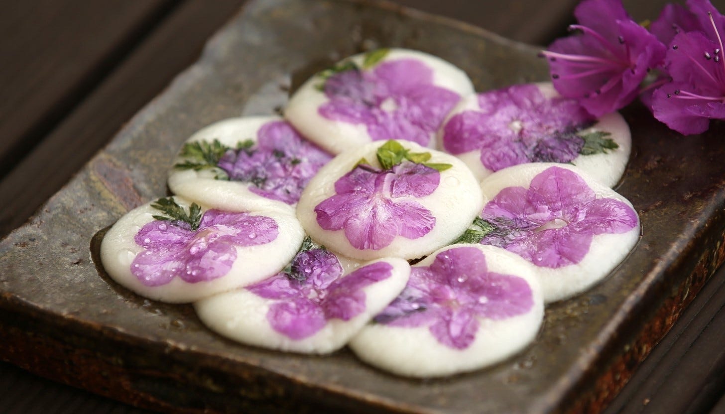 Cooking for Hwajeon (Flower Rice Cake). Photo by Korea.net / Korean Culture and Information Service (Jeon Han), taken on 31 March 2016. [Source](https://www.flickr.com/photos/koreanet/26148072355/)