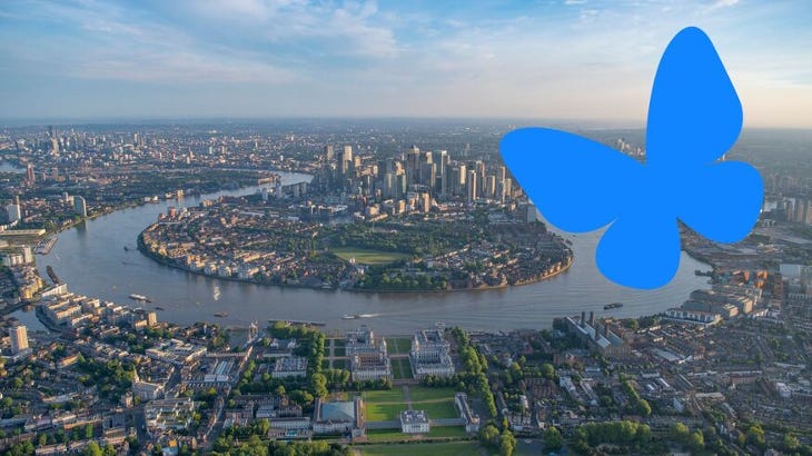 A blue butterfly over London