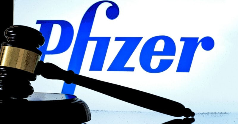 pfizer logo and gavel
