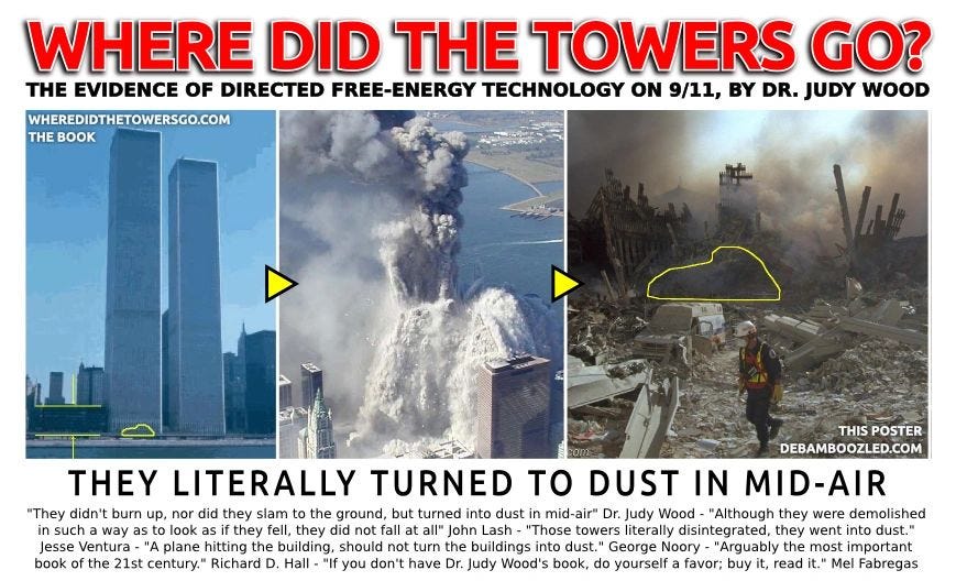 Where did the towers go? The WTC buildings were literally transformed to dust in midair on 9/11/2001. Where did the towers go? The WTC buildings were literally transformed to dust in midair on 9/11/2001.