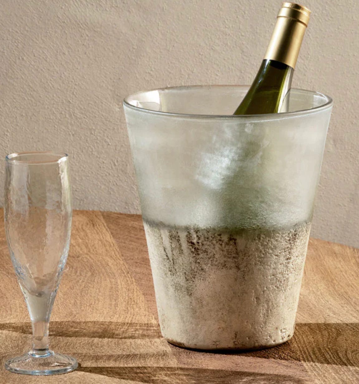 ewine cooler made from recycled glass and metallic rust-effect 