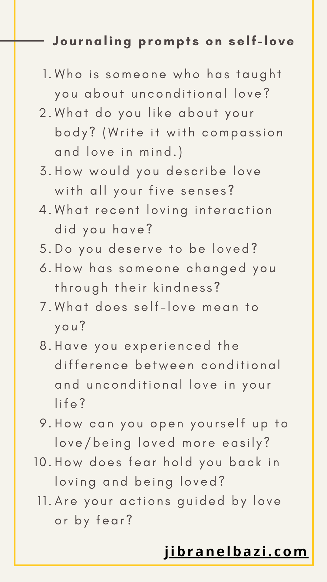 journaling prompts on self-love from jibranelbazi.com