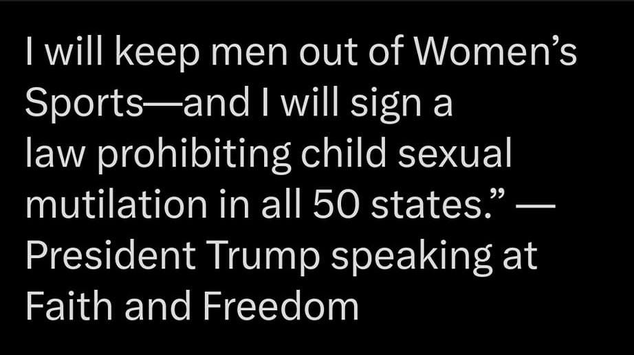May be an image of text that says '8:08 77% Tweet will keep men out of Women's Sports-and will sign a law prohibiting child sexual mutilation in all 50 states." President Trump speaking at Faith and Freedom 7:35 PM 24 Jun 23 12.5K Views 131 Retweets Quotes 411 ikes Joe Biden Press R... Rep auraLoomer pledge to legalize child mutilation in all 50 states! Oops mean uh Show replies Outsized Influence 8m Tweet yourrly'