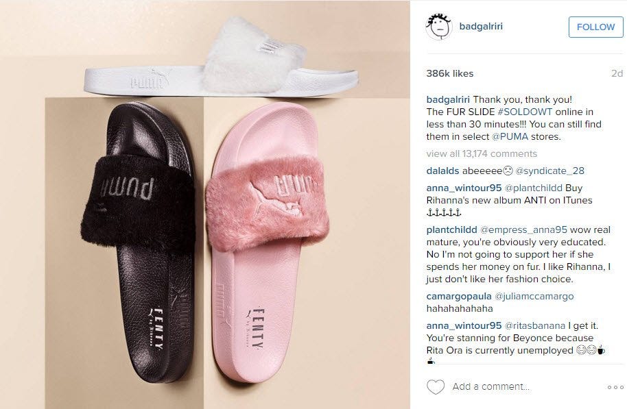 rihanna fur slides puma