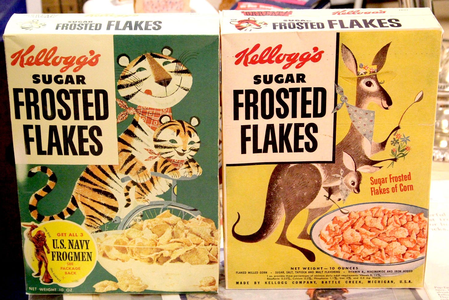 Dave Stubbs 🇨🇦 on X: "For a time in the 1950s, Katy the Kangaroo was on  Sugar Frosted Flakes boxes for the kids who might be scared of Tony the  Tiger and