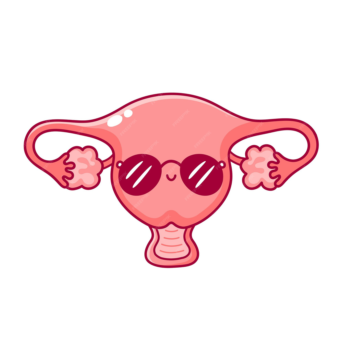 Premium Vector | Cute happy funny cool woman uterus organ in sunglasses.  flat line cartoon kawaii character illustration icon. isolated on white  background
