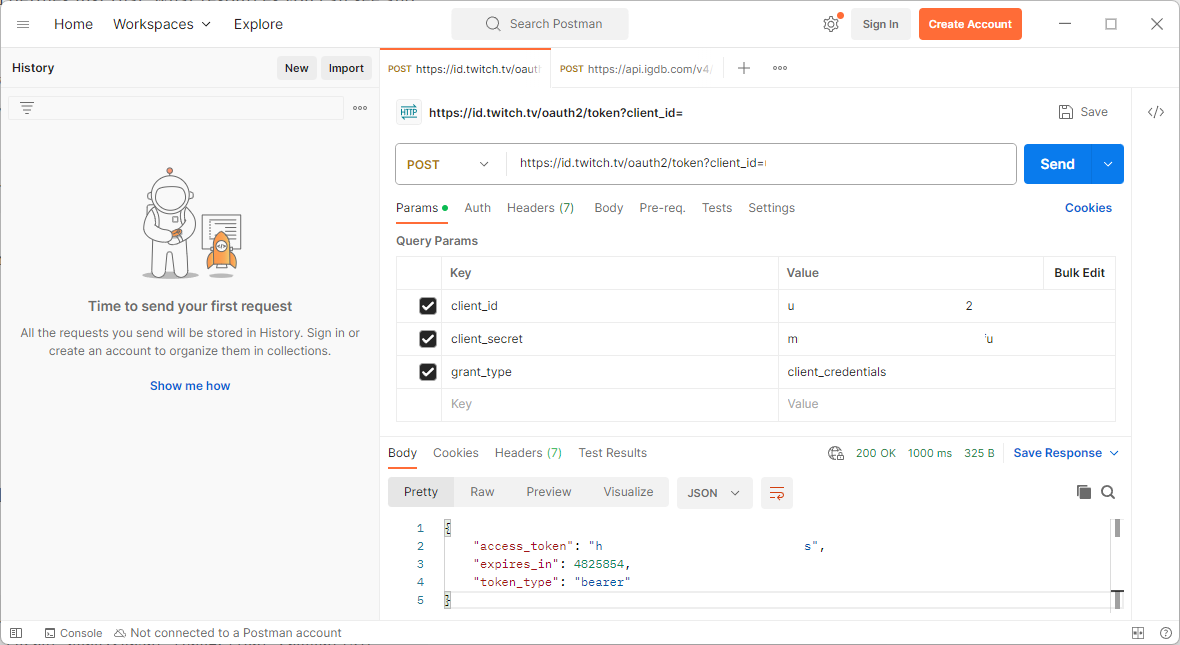 Retrieving access token from IGDB API