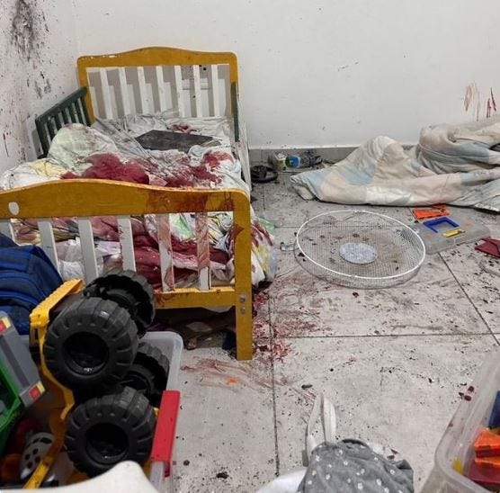 Israel's PM previously shared a harrowing image of a child’s blood-drenched bed in Kfar Aza