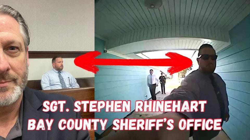 May be an image of 3 people and text that says 'SGT. STEPHEN RHINEHART BAY COUNTY SHERIFF'S OFFICE'