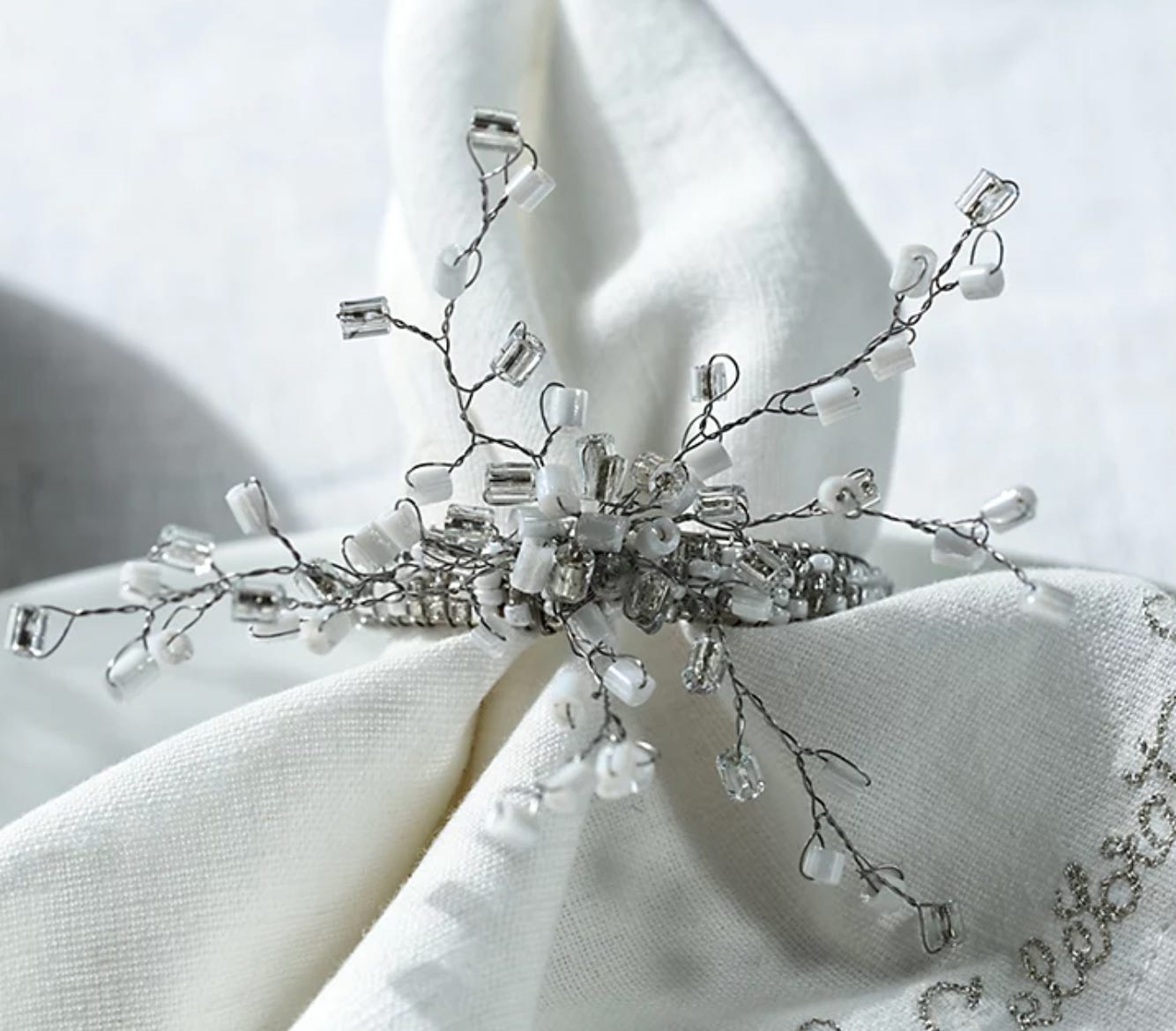 snow flake beaded napkin ring