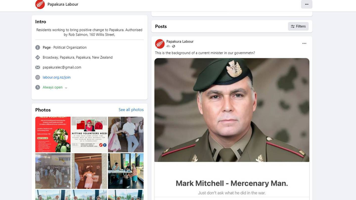 The Papakura Labour Facebook account has removed the post. 