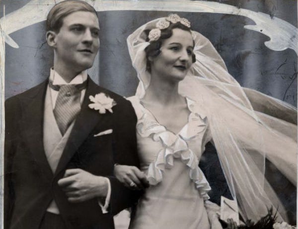 Peter Rodd and Nancy Mitford on their wedding day