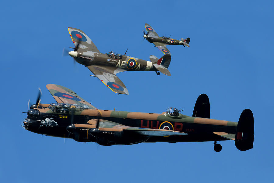 Lancaster Bomber and Spitfires #1 by Ken Brannen
