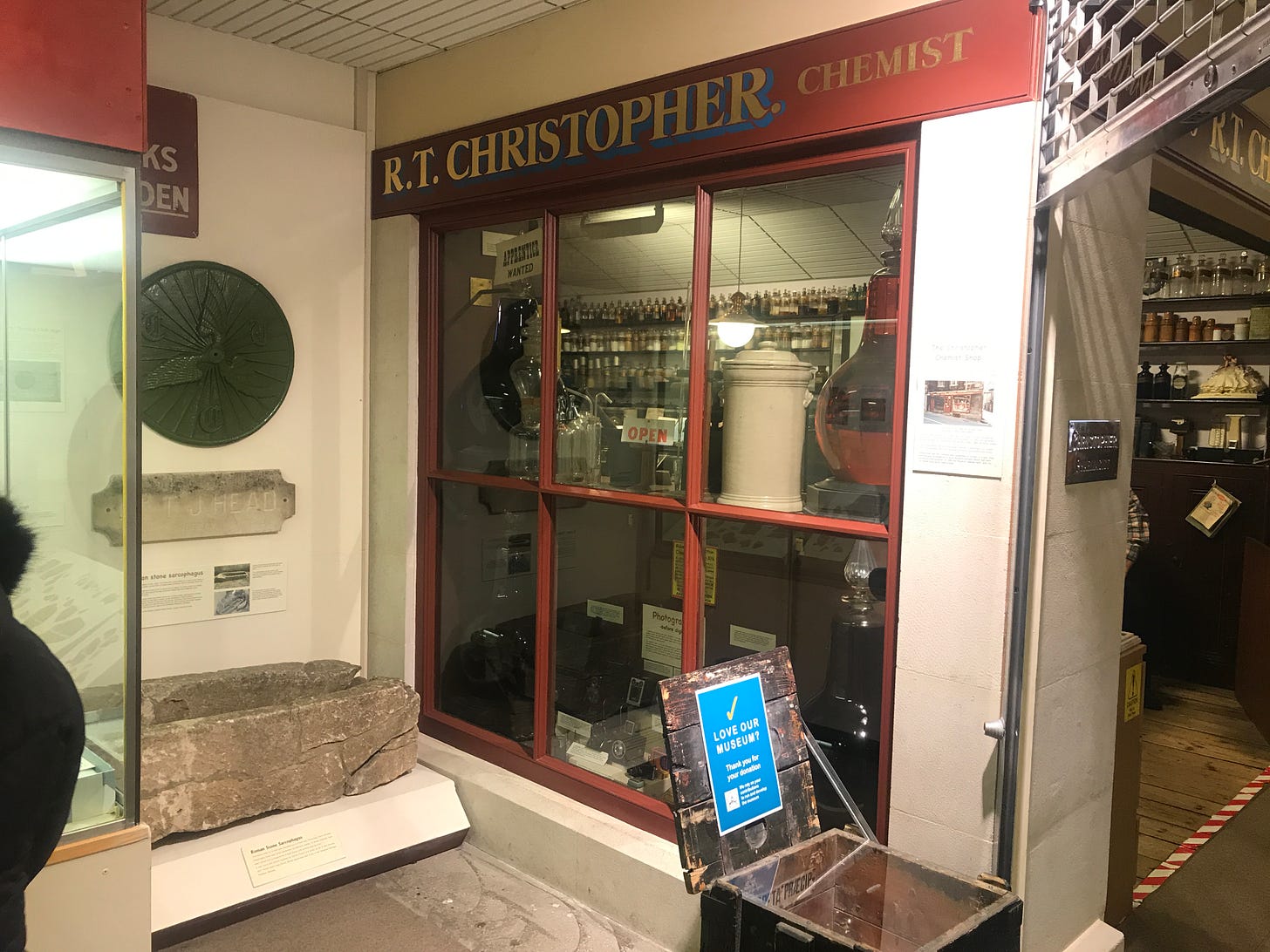 The Christopher Chemist Shop re-created in the Bradford on Avon Museum.