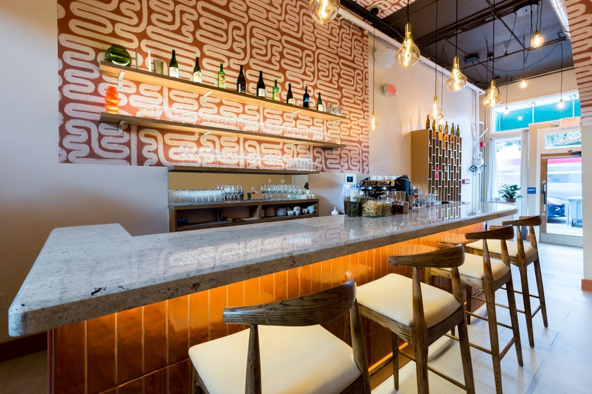 Food and drinks from Caché in San Francisco.