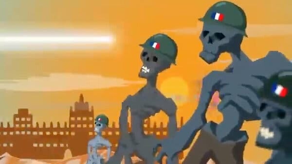 The French are depicted as zombies, and the Russians as heroes.