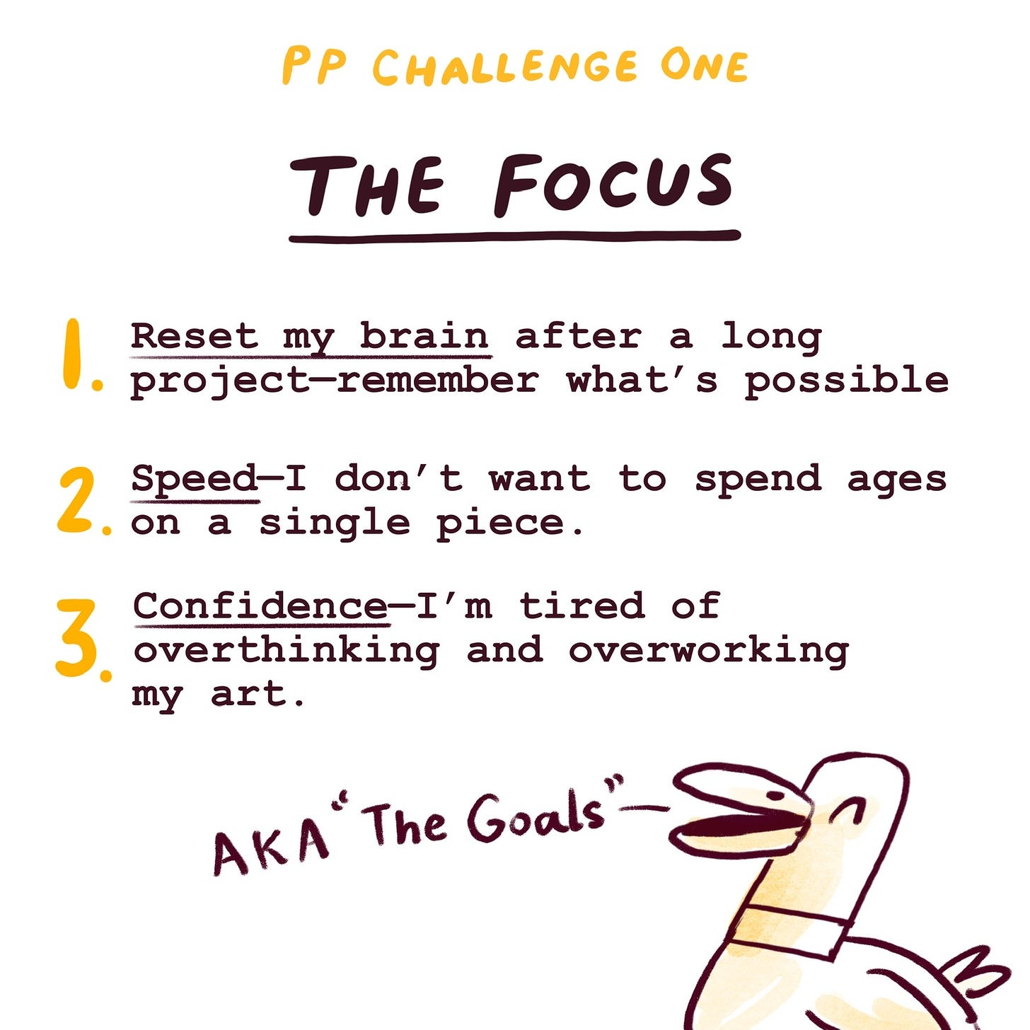 Purposeful Practice Challenge One Goals Focus illustrated Kayla Stark