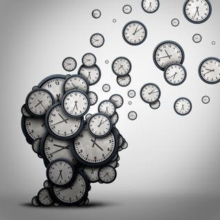 Illustration of a brain made out of clocks