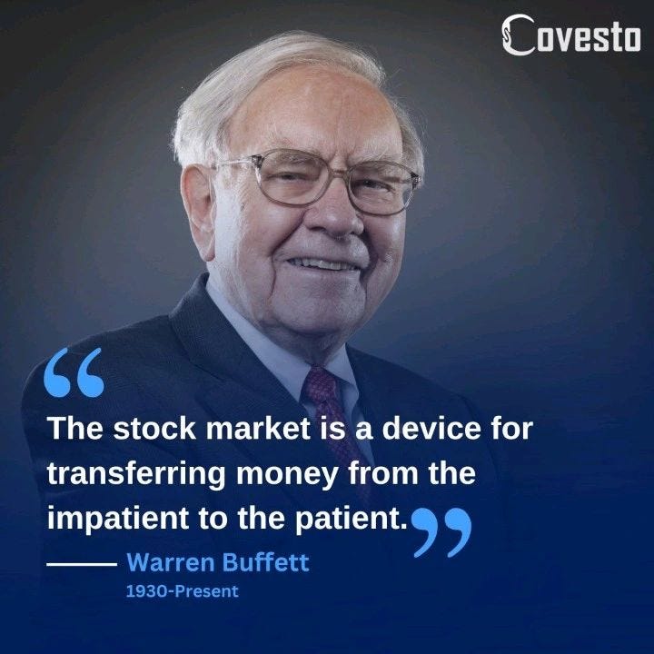 warrenbuffett #investingwisdom #patiencepaysoff #longterminvesting… |  Covesto - Stock Market Advisory by SEBI-Registered Advisors