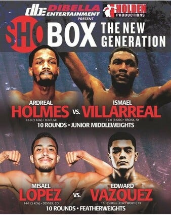Ardreal Holmes vs. Ismael Villarreal, Showbox New Generation | Boxing Bout  | Tapology