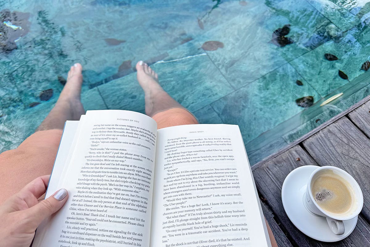 plunge pool reading at Nayara Tented Camp in Costa Rica