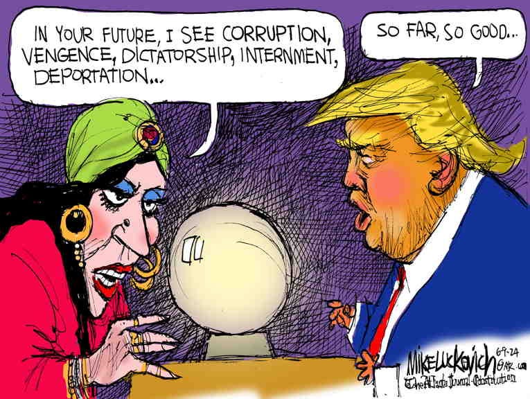 Political Cartoon on 'Trump Campaign Unlike 2020's' by Mike Luckovich,  Atlanta Journal-Constitution at The Comic News