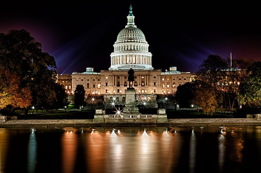 US Capitol Building and Reflecting Pool at Fall Night 3 Photograph by Val  Black Russian Tourchin - Pixels