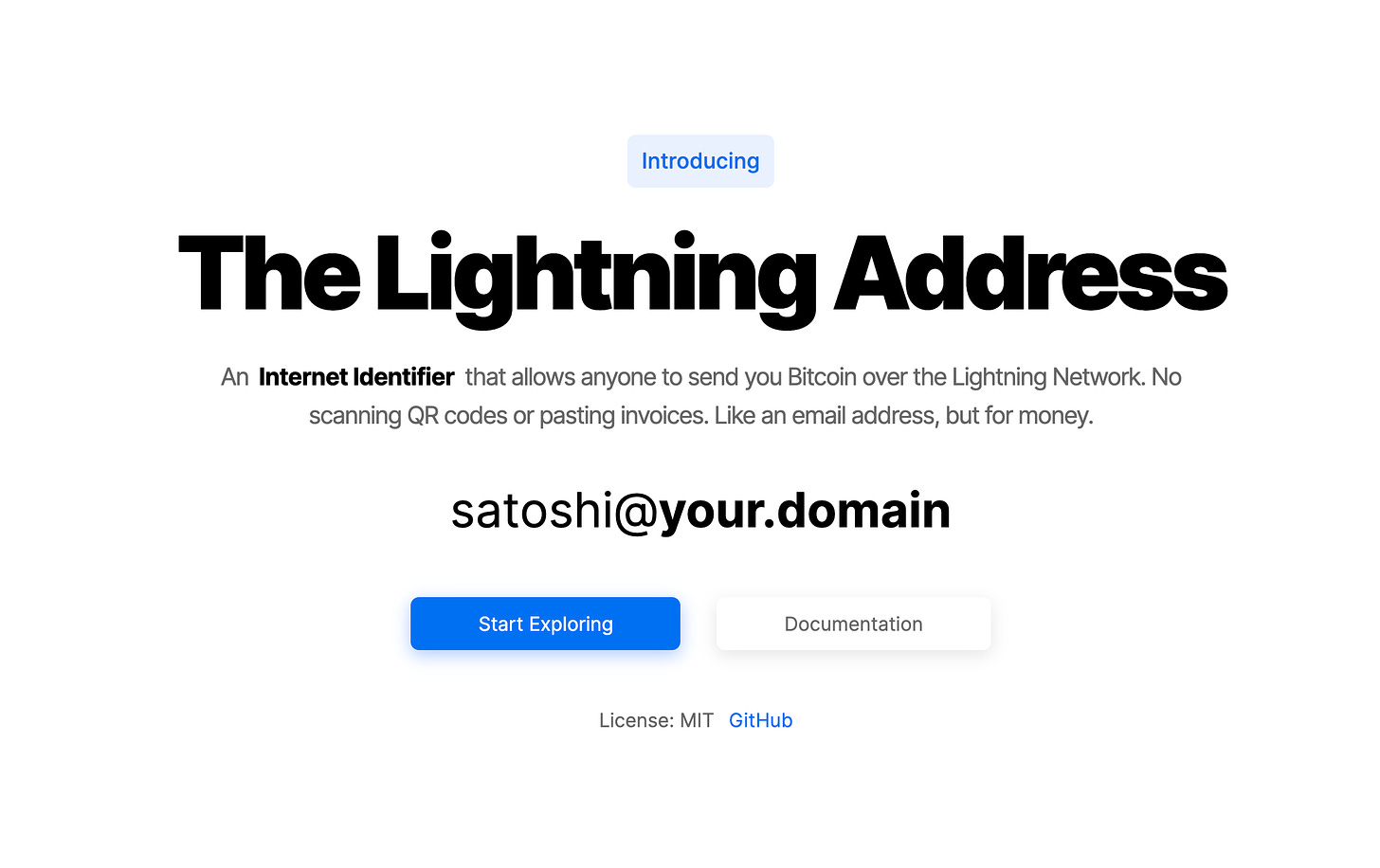 GitHub - andrerfneves/lightning-address: Lightning Address - like an email  address, but for your Bitcoin