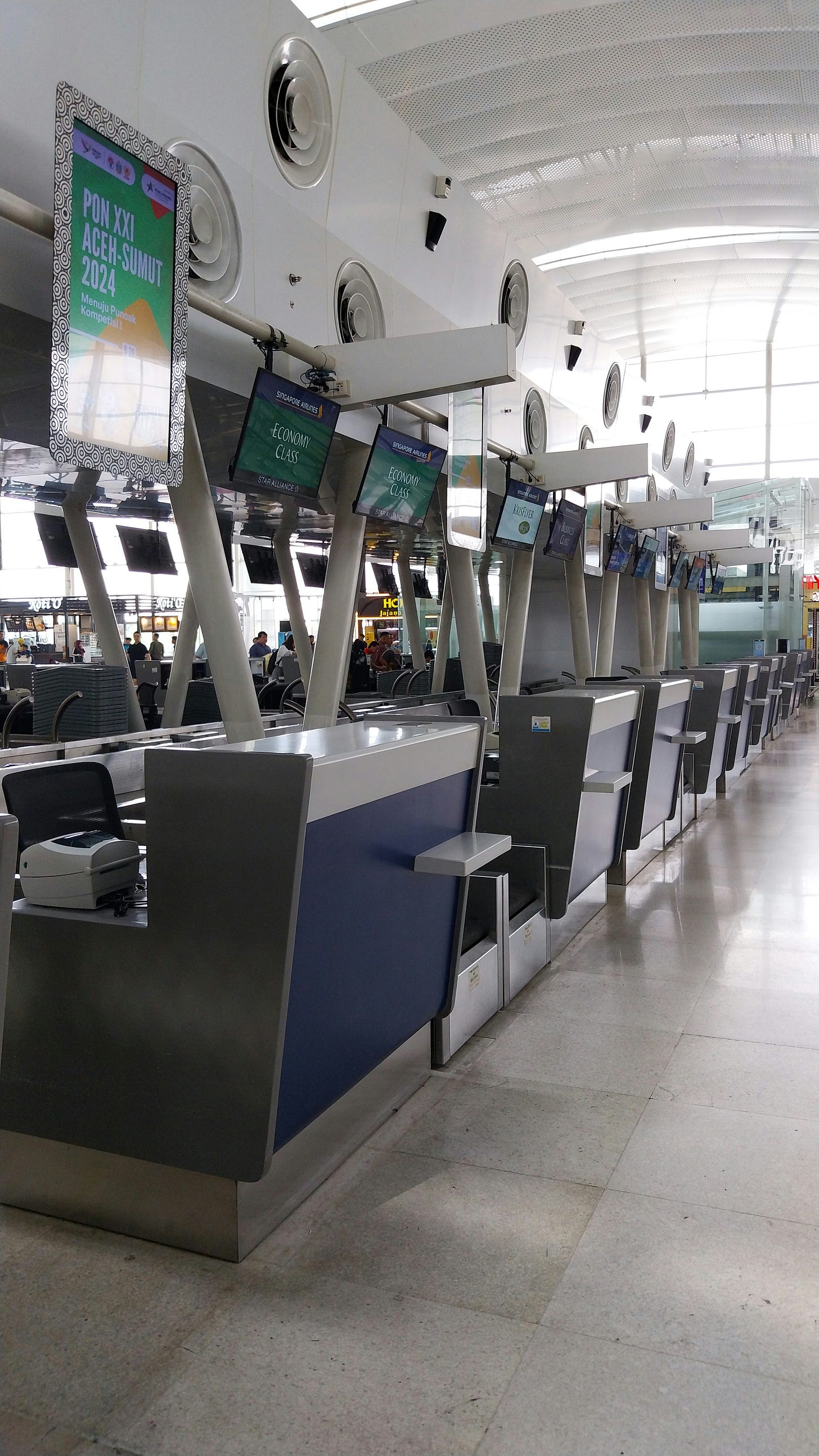 Check-in counters at an airport