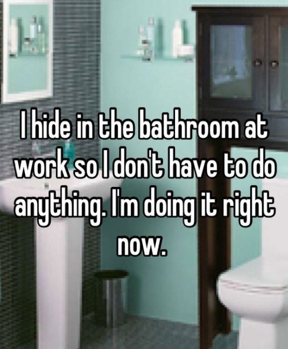 Just got back from doing this and then saw this meme, how fantastic is  that? #bathroom #truth #work #career #job #… | Funny confessions, I love to  laugh, Work humor