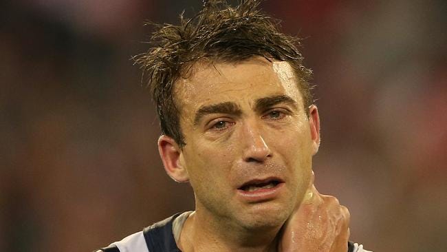 Video: Corey Enright's tearful farewell after Geelong lose to Sydney in  preliminary final